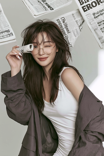 Chic Editorial Portrait of a Young Woman in Minimalist Fashion
