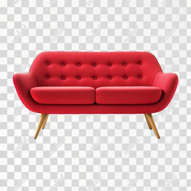 Chic Modern Red Sofa with Wooden Legs