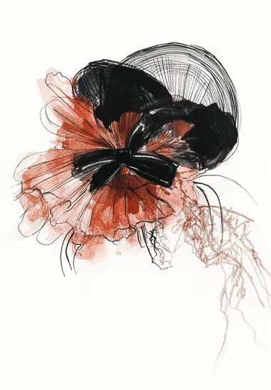 Chic Vintage Fashion Illustration of a Black Hat with Bow Chic Vintage Fashion Illustration of a Black Hat with Bow