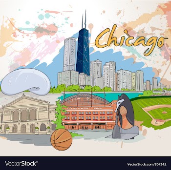 Chicago doodles vector image