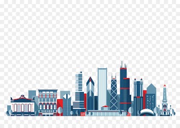 Chicago New York City Skyline Illustration - Skyscraper apartment buildings 
