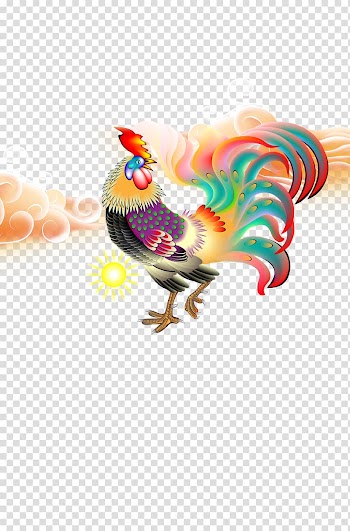 Chicken Chinese zodiac Chinese New Year Rooster, Color chicken transparent background PNG clipart