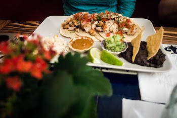 Chicken fajitas in a Mexican restaurant 