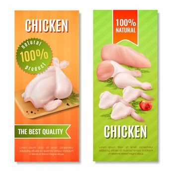 Chicken meat vertical banners Free Vector