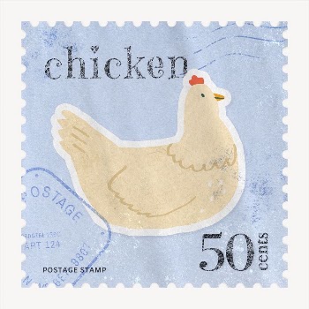 Chicken postage stamp, animal collage | Free PSD - rawpixel