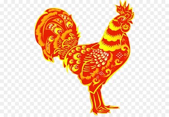 Chicken T-shirt Rooster Chinese New Year Chinese zodiac - Red Chinese wind cock decoration pattern 