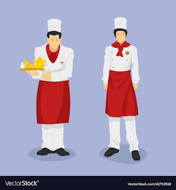 chief-cooker with assistants standing together
