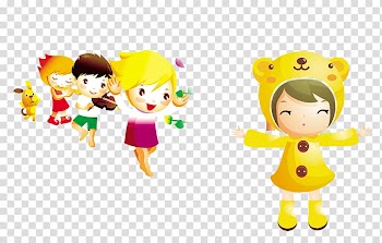 Child Animation Illustration, A group of children playing transparent background PNG clipart