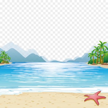 Child Beach Illustration - Vector sea mountains 