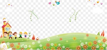 Child Cartoon - Cartoon children outside the suburbs to enjoy the scenery background 