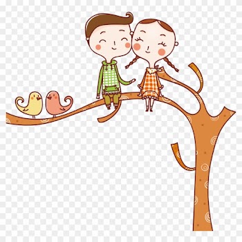 Child Cartoon Significant Other - Cartoon Couple Sitting In A Tree