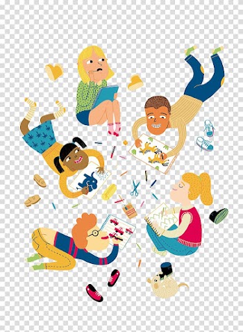 Child Drawing Illustration, Children draw together transparent background PNG clipart