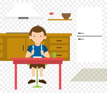 Child, Eating, Drawing, Table, Cartoon PNG