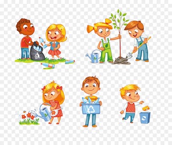 Child Etiquette Clip art - Vector tree planting by children 