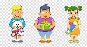 Child Gift Cartoon Birthday Illustration, Cartoon kids get gifts transparent background PNG clipart