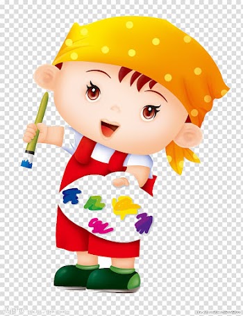 Child holding painting pan and brush illustration, Paintbrush Palette Microsoft Paint, Kids coloring transparent background PNG clipart