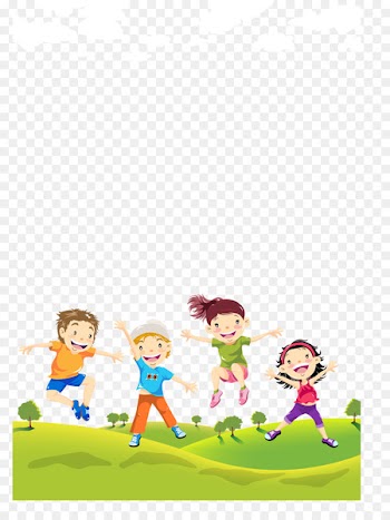 Child Illustration - Children on the lawn 