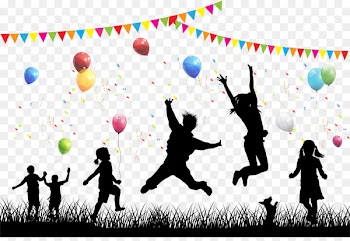 Child Party Bouncing Around The House - Inflatables and Moon Bounces - Friends silhouette 