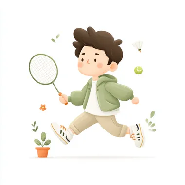 Child Playing Badminton in Minimalist Style Child Playing Badminton in Minimalist Style