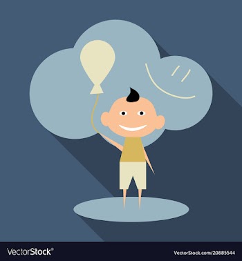 Child playing with balloons isolated on vector image