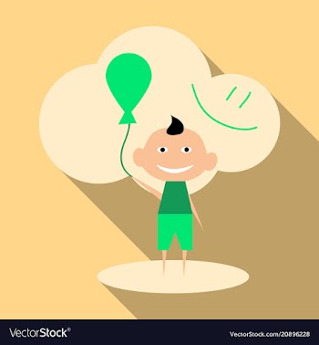 Child playing with balloons isolated on vector image