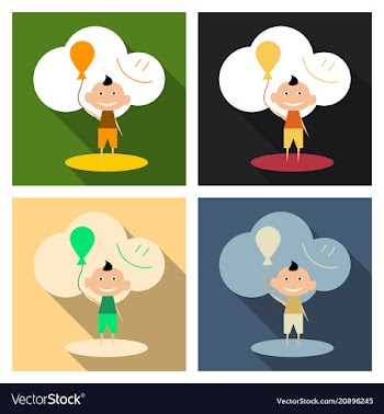Child playing with balloons isolated on vector image