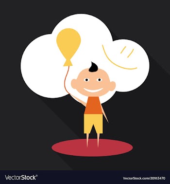 Child playing with balloons isolated on vector image