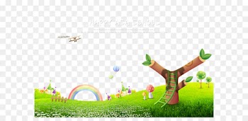 Child Poster Illustration - Tree on the lawn 