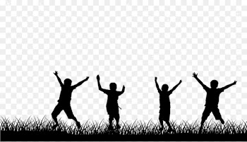 Child Silhouette - Jumping children silhouettes and stars 