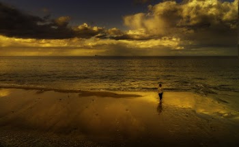 Child Standing on Seashore