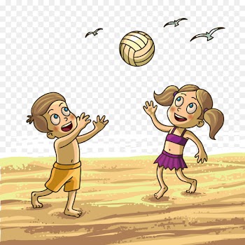Child Summer Royalty-free Illustration - Children's beach volleyball 