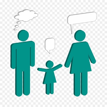 Child Woman Illustration - A family of words bubbling over their heads 
