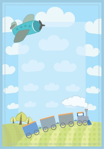childish frame with train and planer