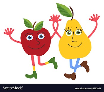childish of dancing apple and pear