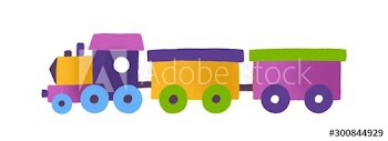 Childish toy train with wagons vector illustration