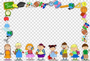 Children and item illustrations frmae, School Frames , school transparent background PNG clipart