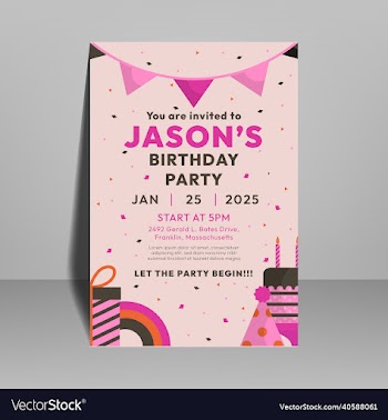 children birthday invitation card with cute gift