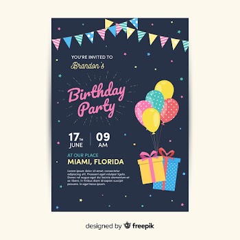 Children birthday invitation template Free Vector