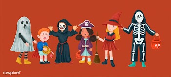 Children dressed up to trick or treat on Hall.. | Free stock vector - 469066