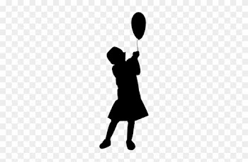 Children Holding Balloon Transparent Png - Girl Holding Balloon Png Silhouette