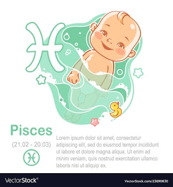  					Children horoscope icon kids zodiac pisces vector image														