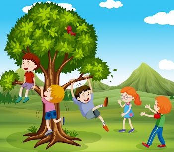 Children playing in the park Free Vector