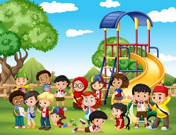 Children playing in the park Free Vector