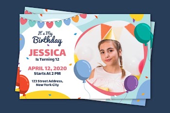 Children's birthday invitation template Free Vector