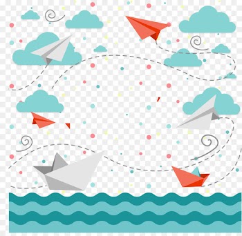 Children's Day Bal Diwas Wish Happiness - Vector airplane sky clouds sea 