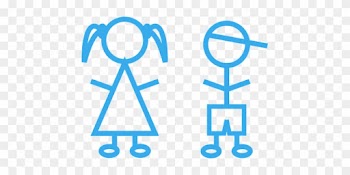Children Stick Figures Girl Boy Blue Cap P - Boy And A Girl Stick Figure