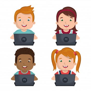 Children using computers Free Vector