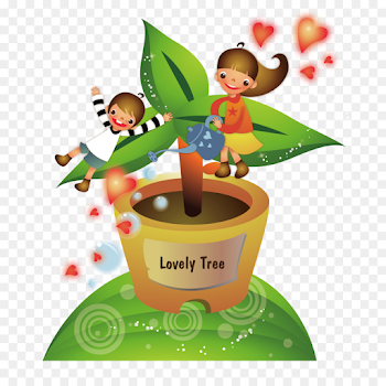 Childrens Games Cartoon Illustration - For watering potted men and ...