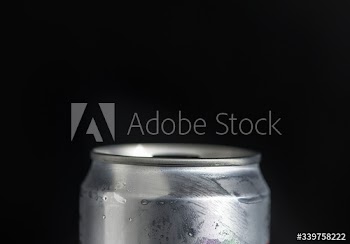 Chilled beverage can macro shot
