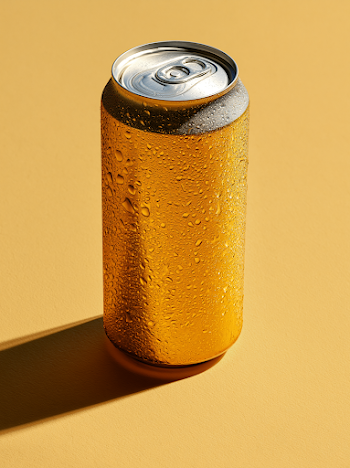 Chilled Beverage Can on Warm Golden Background